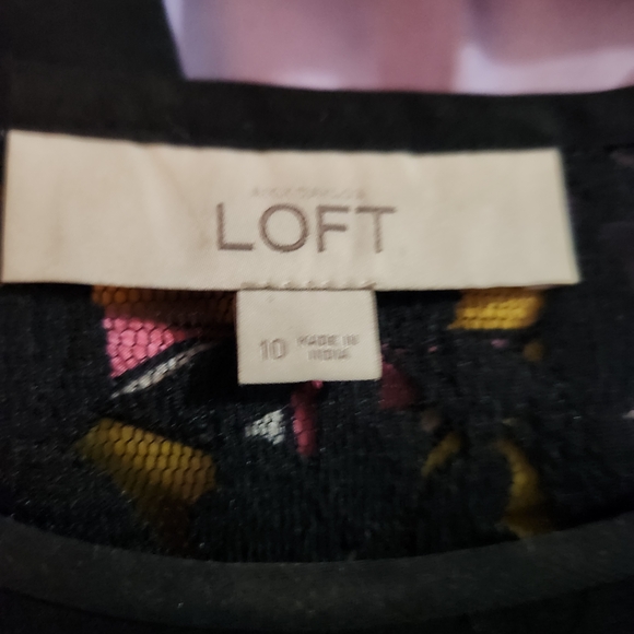 LOFT Black Mesh Top with Pink and Yellow Accents - Picture 3 of 3